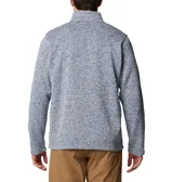 Campera polar Columbia azul jaspeado con cierre frontal completo, cuello alto y logo bordado en el pecho.