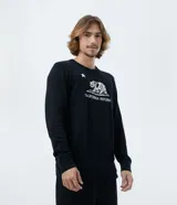 Buzo de punto para hombre en color negro, con cuello redondo y mangas largas. Presenta un estampado frontal en blanco con la inscripción "California Republic", una estrella y la silueta de un oso. Confeccionado en algodón con puños y bajo acanalados.
