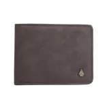 Billetera Volcom Slimstone color negro con logo metálico en la esquina inferior derecha.