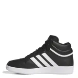 Championes Adidas Hoops 4.0 Mid de caña media, color negro con las tres tiras blancas y suela blanca.