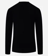 Suéter masculino de malla de viscosa y poliamida color gris claro, con textura de cuadros grid, cuello redondo y mangas largas.