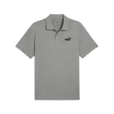Polo Puma ESS Nº1 de jersey color gris con logo negro bordado en el pecho.