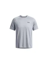 Remera deportiva Under Armour Tech 2.0 de hombre, color gris jaspeado con logo negro en el pecho.
