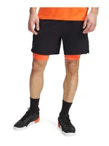 Short de running Under Armour Vanish Woven 2in1, color azul con calza interior celeste.