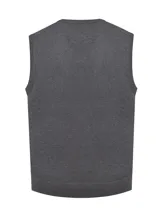 Chaleco gris de lana con cuello en V y calce regular.