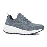 Championes grises de tejido knit con cordones elásticos y plantilla Skechers Memory Foam.