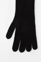 Guantes largos negros de punto fino, confeccionados en mezcla de viscosa y cashmere.