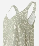Blusa sin mangas en viscosa color verde con estampado de peces, escote V y tirantes anchos.