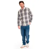 Camisa de hombre a cuadros, de manga larga, con bolsillo en el pecho.