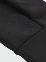 Guantes deportivos negros para pantallas táctiles, con logo BOSS en blanco en el dorso de la mano izquierda.