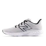Championes New Balance 411v3 para hombre, color gris claro con detalles en negro y blanco.