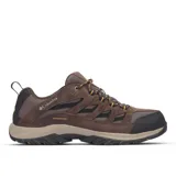 Championes de trekking Columbia Crestwood Waterproof para hombre, color marrón con detalles en negro y naranja, capellada de gamuza y malla, tecnología impermeable Omni-Tech, entresuela TechLite para amortiguación y suela Omni-Grip para tracción en todo terreno.