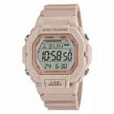 Reloj digital Casio modelo LWS2200H-4AVDF, color rosado, con caja de resina de 37mm y funciones de podómetro y resistencia al agua hasta 100 metros.