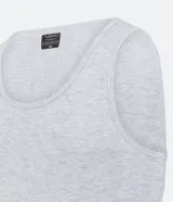 Musculosa de pijama para hombre, color gris claro, confeccionada en algodón texturizado.