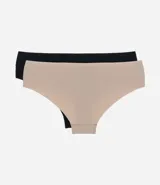 Kit de dos bombachas boyshort de microfibra cortadas con láser, una color beige y otra negra.