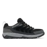 Zapatillas de senderismo Columbia Strata Trail Low WP, color negro con detalles en gris y naranja. Cuentan con tecnología Omni-Tech que las hace impermeables y transpirables, entresuela TechLite para amortiguación y suela Omni-Grip para tracción en todo tipo de terrenos.