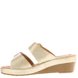 Sandalias de mujer Lady Confort color beige con plataforma y hebillas plateadas.
