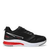 Championes grises con detalles en negro y blanco, con cordones y suela blanca.