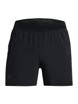 Short deportivo Under Armour Launch Pro 5, color gris oscuro, de corte holgado y largo a medio muslo.