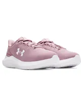Championes Under Armour W Charged Assert 10 color rosa con logo blanco. Capellada de malla transpirable y suela de goma. Ideales para running o entrenamiento.