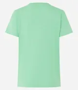 Blusa básica de algodón color tostado, de manga corta con dobladillo y nudo frontal.