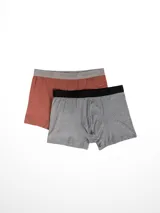 Pack de dos bóxers de algodón y elastano, uno gris jaspeado y otro azul.