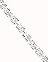 Pulsera de aleación de metales bañada en plata de ley con eslabones rectangulares.
