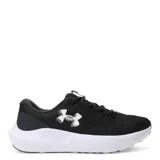 Championes Under Armour Charged Surge 4 de running, color negro con logo blanco y suela blanca.