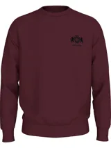 Buzo color borgoña de Tommy Hilfiger, de corte clásico, cuello redondo y logo bordado en el pecho.