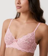 Soutien blanco de encaje floral, sin relleno y con aro.