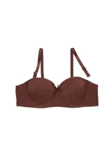 Soutien marrón liso con breteles regulables y moño decorativo en el centro.