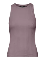Musculosa ajustada de Vero Moda, color lila, con cuello redondo y corte halter.