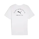 Remera blanca de corte clásico y relajado, con logo Puma Athletics estampado en el pecho.