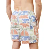 Bermuda de baño con diseño tropical en tonos beige, con cordón ajustable en la cintura.
