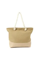 Bolso tipo shopper color beige con base en tono natural y asas de soga gruesa.