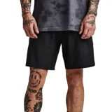 Bermuda negra de corte recto, con cintura elástica y cordón ajustable.