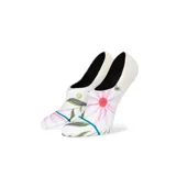 Medias sin tobillo de algodón blanco con estampado floral en colores rosa y verde.