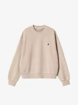 Buzo de algodón color beige, de corte cuadrado y holgado, con hombros caídos y puños acanalados.