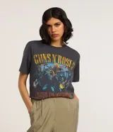 Remera gris de algodón con estampa de la banda Guns N' Roses.
