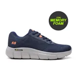 Championes deportivos American Sport Nimbus, color azul marino con detalles en naranja y suela gris.