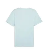 Remera deportiva Puma Essentials Heather color celeste con logo estampado en el pecho.