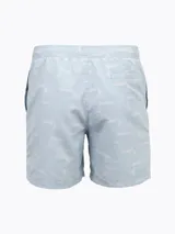 Short de baño azul con estampado de motivos marinos en celeste.