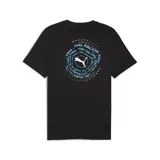 Remera negra de algodón con cuello redondo y logo Puma estampado en blanco en el pecho.