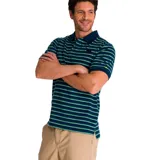Remera tipo polo color petróleo con cuello de punto acanalado, puños de manga de punto plano y parche de silicona con el logo de Cat en el lado izquierdo del pecho.