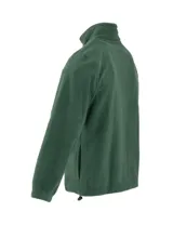 Campera de polar verde con cierre frontal y cuello alto.