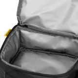 Mochila térmica unisex Caterpillar, color negro, con correa ajustable para el hombro y presillas frontales para accesorios.