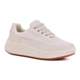 Championes urbanos color beige con suela track color caramelo.