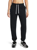 Pantalón de jogging negro, corte jogger con puños ajustados en los tobillos y cordón blanco en la cintura. Presenta un pequeño logo deportivo en la cadera izquierda.