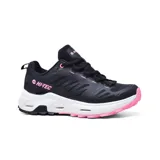 Championes deportivos Hi-Tec Cala, color negro con detalles en rosa y suela blanca. Con tecnología Memory Foam.