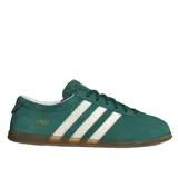 Championes Adidas Gazelle Lo Pro W, color verde con las tres tiras laterales en blanco y suela color caramelo.